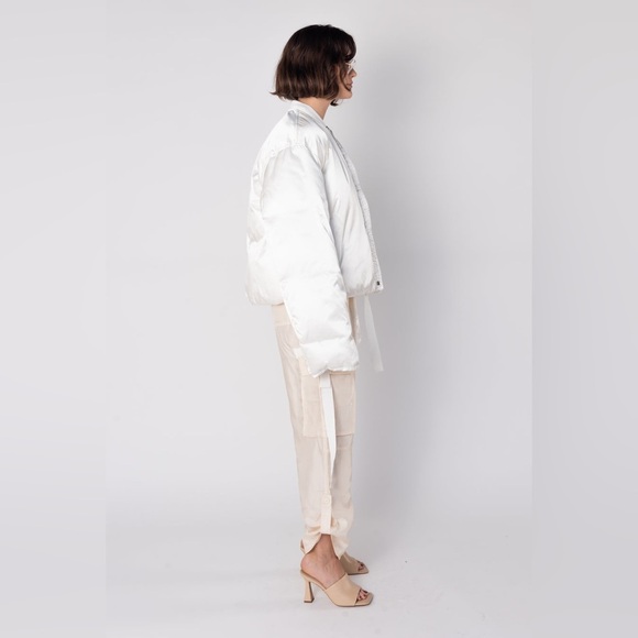 Madeinam Jill Bomber Puffer Jacket Winter Coat Oversized Satin Shine white XS - Picture 12 of 16